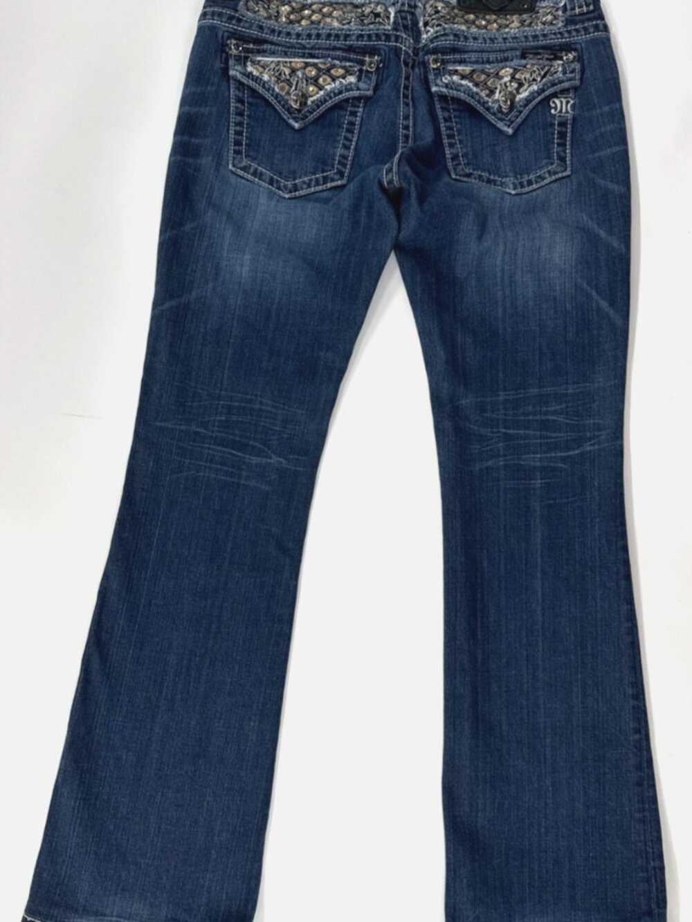 Miss Me Bootcut Jeans Womens 31x31 Blue Denim Embellished Bling Sequins Low 29